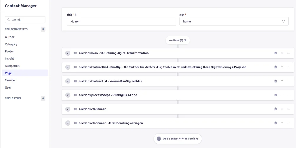 Strapi als Backend für die Content Verwaltung